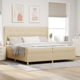 Cama Box Spring con Colchón y LED Crema 200x200