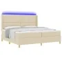 Cama Box Spring con Colchón y LED Crema 200x200 cm Tela | Foro24.es | Tu tienda online para hogar, jardín y más Foro24.es