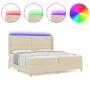 Cama Box Spring con Colchón y LED Crema 200x200 cm Tela | Foro24.es | Tu tienda online para hogar, jardín y más Foro24.es