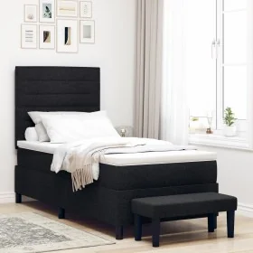 Cama Box Spring con Colchón y Banco Negro 90x200 cm Tela de , Camas y somieres - Ref: Foro24-3343962, Precio: 381,62 €, Descu...