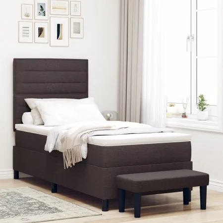 Cama con Somier con Colchón y Banco Marrón Oscuro 90x200 cm Tela | Foro24.es | Tu tienda online para hogar, jardín y más Foro24.es