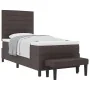Cama con Somier con Colchón y Banco Marrón Oscuro 90x200 cm Tela | Foro24.es | Tu tienda online para hogar, jardín y más Foro24.es