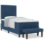 Cama con Somier con Colchón y Banco Azul 90x200 cm Tela | Foro24.es | Tu tienda online para hogar, jardín y más Foro24.es