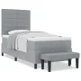 Cama Base con Colchón y Banco Gris Claro 100x200 cm Tela | Foro24.es | Tu tienda online para hogar, jardín y más Foro24.es