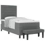 Cama con Base con Colchón y Banco Gris Oscuro 100x200 cm Tela | Foro24.es | Tu tienda online para hogar, jardín y más Foro24.es