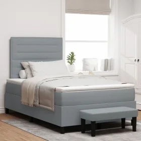 Cama con Canon con Colchón y Banco Gris Claro