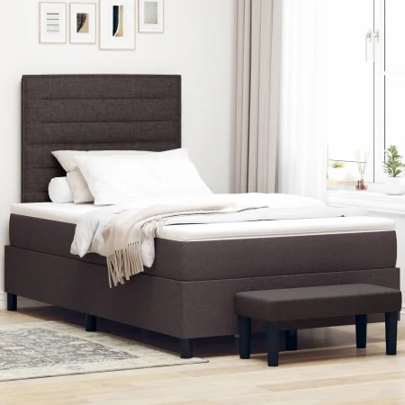 Cama con Somier y Colchón & Banco Marrón Oscuro 120x200 cm Tela von , Betten und Lattenroste - Ref: Foro24-3343984, Preis: 46...