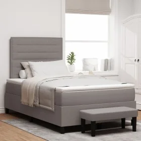Cama con base con colchón y banco taupe 120x200