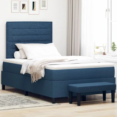 Cama Box Spring con Colchón y Banco Azul 120x200 cm Tela by , Beds and slatted bases - Ref: Foro24-3343987, Price: 485,21 €, ...