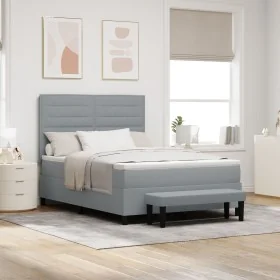 Cama con Base con Colchón y Banco Gris Claro
