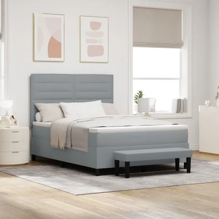 Cama con Base con Colchón y Banco Gris Claro 140x200 cm Tela | Foro24.es | Tu tienda online para hogar, jardín y más Foro24.es