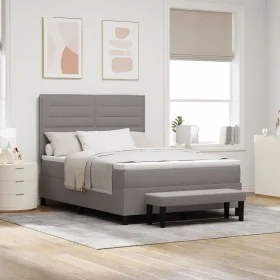 Cama con Estructura con Colchón y Banco Gris