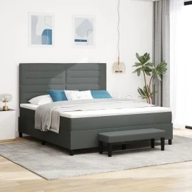 Cama con Box Spring y Colchón Banco Gris Oscuro