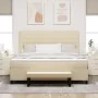 Cama con box spring con colchón y banco crema 180x200 cm tela | Foro24.es | Tu tienda online para hogar, jardín y más Foro24.es