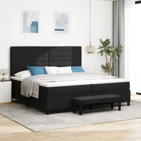 Cama de Base de Caja con Colchón y Banco Negro 200x200 cm Tela | Foro24.es | Tu tienda online para hogar, jardín y más Foro24.es
