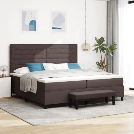 Cama con Base de Resortes con Colchón & Banco Marrón Oscuro 200x200 cm Tela | Foro24.es | Tu tienda online para hogar, jardín y más Foro24.es