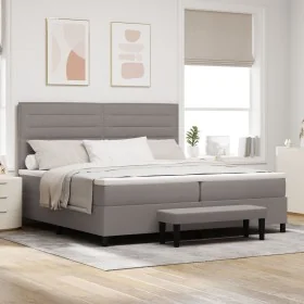 Cama Box Spring con Colchón y Banco Gris 200x200