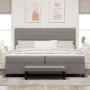 Cama Box Spring con Colchón y Banco Gris 200x200 cm Tela | Foro24.es | Tu tienda online para hogar, jardín y más Foro24.es