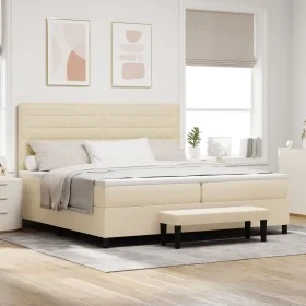 Cama con Somier con Colchón y Banco Color Crema