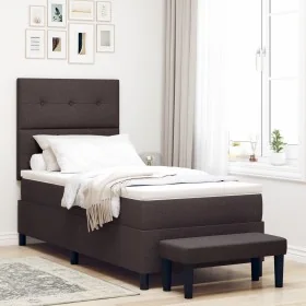 Cama con Sommier con Colchón y Banco Marrón