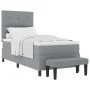 Cama con somier con colchón y banco gris claro 100x200 cm tela | Foro24.es | Tu tienda online para hogar, jardín y más Foro24.es
