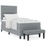 Cama con somier con colchón y banco gris claro 100x200 cm tela | Foro24.es | Tu tienda online para hogar, jardín y más Foro24.es