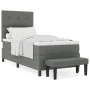 Cama con Box Spring con colchón y banco gris oscuro 100x200 cm tela | Foro24.es | Tu tienda online para hogar, jardín y más Foro24.es