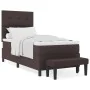 Cama con somier con colchón & banco marrón oscuro 100x200 cm tela | Foro24.es | Tu tienda online para hogar, jardín y más Foro24.es