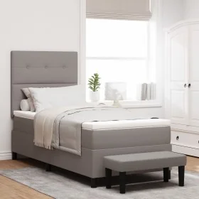 Cama con Somier con Colchón y Banco Taupe 100x200