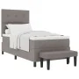 Cama con Somier con Colchón y Banco Taupe 100x200 cm Tela | Foro24.es | Tu tienda online para hogar, jardín y más Foro24.es
