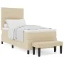 Cama Box Spring con Colchón y Banco Crema 100x200 cm Tela | Foro24.es | Tu tienda online para hogar, jardín y más Foro24.es