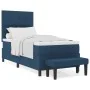 Cama Box Spring con Colchón y Banco Azul 100x200 cm Tela | Foro24.es | Tu tienda online para hogar, jardín y más Foro24.es