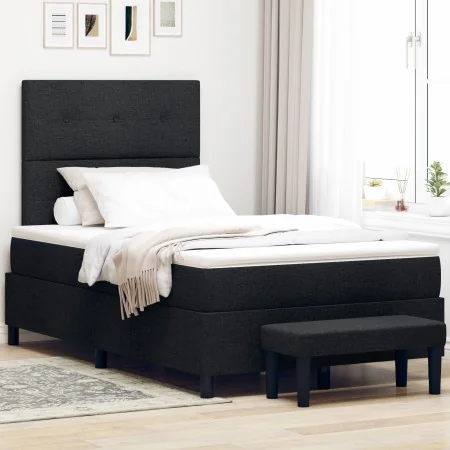 Cama con somier con colchón y banco negro 120x200 cm tela von , Betten und Lattenroste - Ref: Foro24-3344060, Preis: 491,93 €...