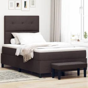 Cama Box Spring con Colchón y Banco Marrón Oscuro