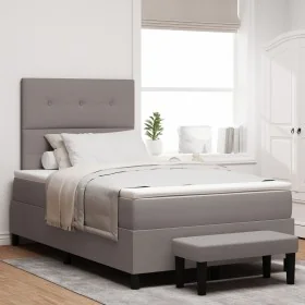 Cama Box Spring con Colchón y Banco Taupe 120x200