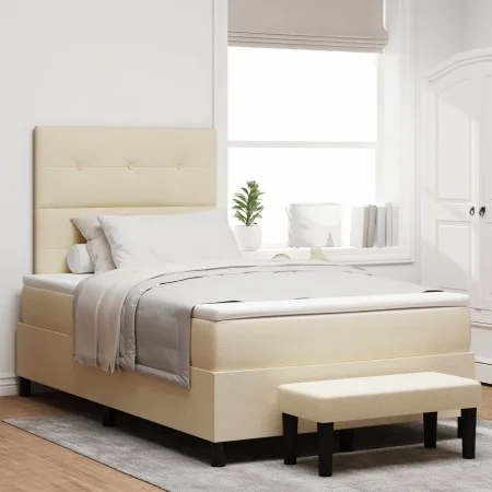 Cama Box Spring con Colchón y Banco Crema 120x200 cm Tela | Foro24.es | Tu tienda online para hogar, jardín y más Foro24.es