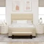 Cama Box Spring con Colchón y Banco Crema 140x190 cm Tela by , Beds and slatted bases - Ref: Foro24-3344070, Price: 537,49 €,...