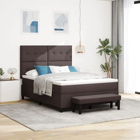 Cama con Box Spring con Colchón y Bancó Marrón Oscuro 140x200 cm Tela | Foro24.es | Tu tienda online para hogar, jardín y más Foro24.es