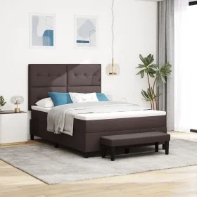Cama con base con colchón y banco gris oscuro