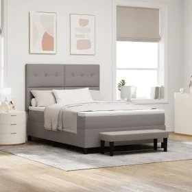 Cama Box Spring con Colchón y Banco Taupe 160x200