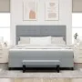 Cama de muelles con colchón y banco gris claro 180x200 cm tela | Foro24.es | Tu tienda online para hogar, jardín y más Foro24.es