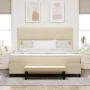 Cama Box Spring con Colchón y Banco Color Crema 180x200 cm Tela by , Beds and slatted bases - Ref: Foro24-3344091, Price: 682...