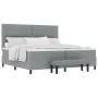 Cama con Muelles, Colchón y Banco Gris Claro 200x200 cm Tela | Foro24.es | Tu tienda online para hogar, jardín y más Foro24.es