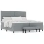 Cama con Muelles, Colchón y Banco Gris Claro 200x200 cm Tela | Foro24.es | Tu tienda online para hogar, jardín y más Foro24.es