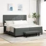 Cama con somier de con colchón y banco gris oscuro 200x200 cm tela by , Beds and slatted bases - Ref: Foro24-3344094, Price: ...