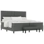 Cama con somier de con colchón y banco gris oscuro 200x200 cm tela by , Beds and slatted bases - Ref: Foro24-3344094, Price: ...
