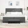 Cama con somier de con colchón y banco gris oscuro 200x200 cm tela by , Beds and slatted bases - Ref: Foro24-3344094, Price: ...
