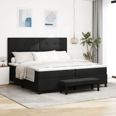 Cama con Base y Colchón Negra 200x200 cm Tela | Foro24.es | Tu tienda online para hogar, jardín y más Foro24.es