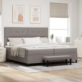 Cama con Box Spring con Colchón y Banco Taupe 200x200 cm Tela von , Betten und Lattenroste - Ref: Foro24-3344097, Preis: 831,...