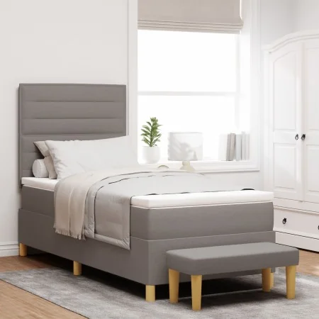 Cama con Somier con Colchón y Banco Taupe 90x200 cm Tela by , Beds and slatted bases - Ref: Foro24-3344195, Price: 409,06 €, ...